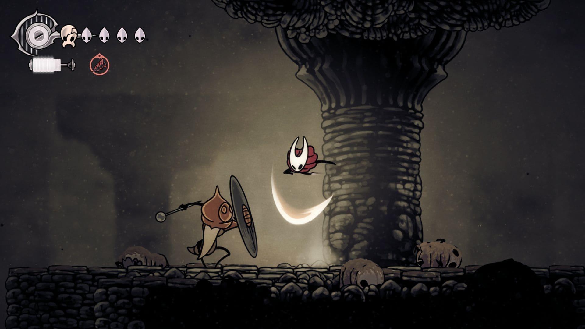 Gameplay Hollow Knight: Silksong με μάχη ενάντια σε εχθρό